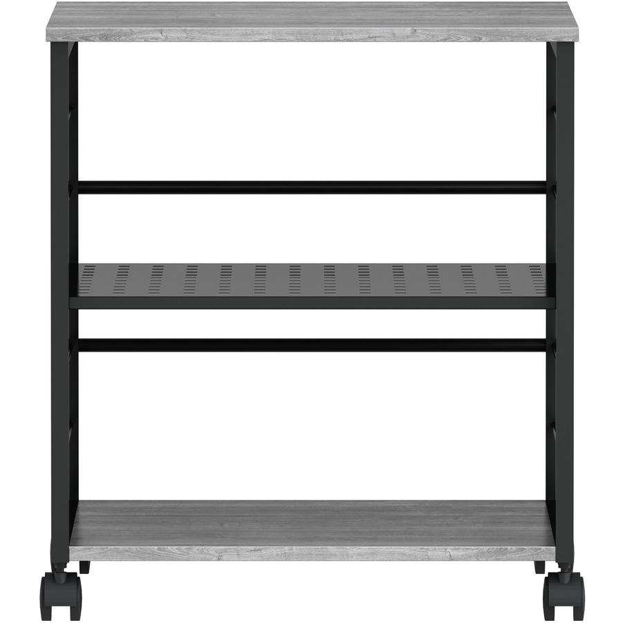 Lorell Deskside Mobile Machine Stand - 200 lb Load Capacity - 26.50" Height x 23.60" Width x 19.60" Depth - Desk - Powder Coated - Metal, Laminate, Polyvinyl Chloride (PVC) - Charcoal, Black. Picture 8