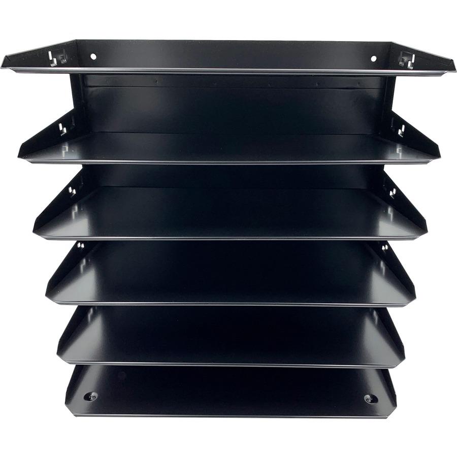 Huron Horizontal Slots Desk Organizer - 6 Compartment(s) - Horizontal - 15" Height x 15" Width x 8.66" Depth - Durable, Label Holder - Black - Steel - 1 Each. Picture 4