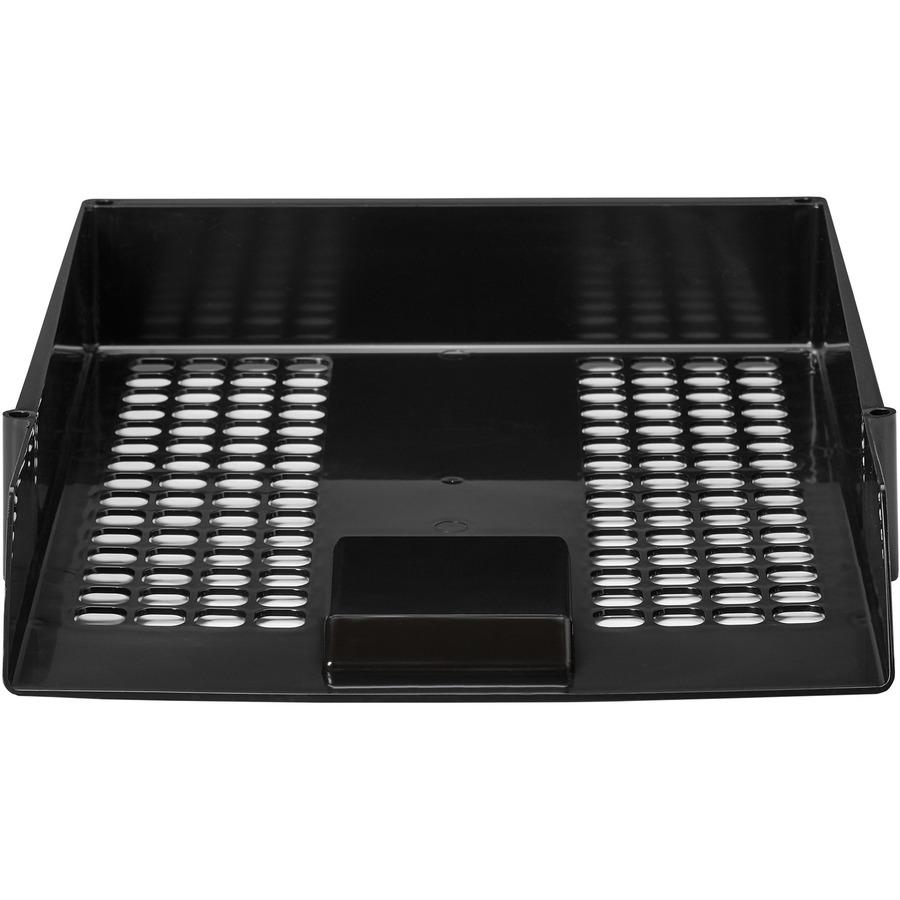 Deflecto AntiMicrobial Industrial Front-Load Tray - 2.40" Height x 10.83" Width x 13.78" Depth - Desktop - Antimicrobial, Lightweight, Mildew Resistant, Front Loading - Black - Polystyrene - 1 Each. Picture 4