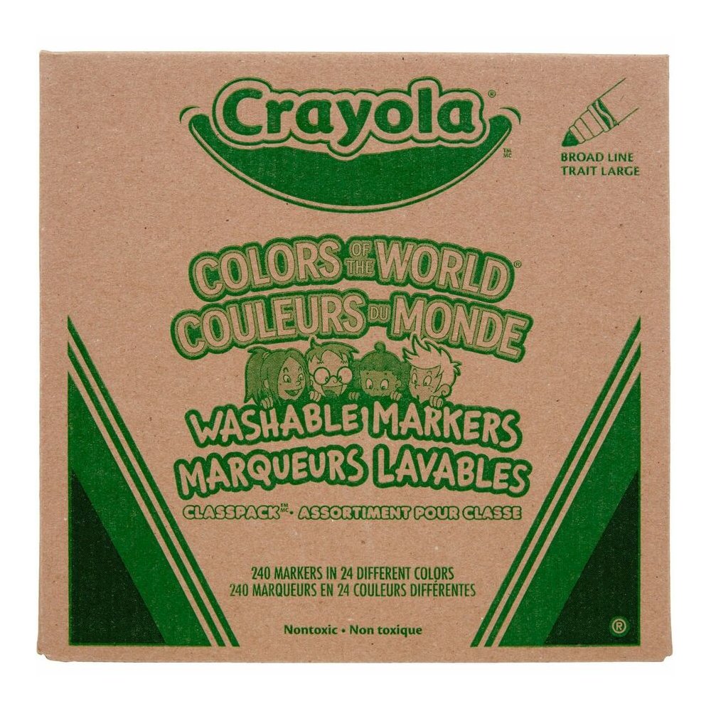 Crayola Multicultural Colors Washable Markers - Washable - Assorted, Almond, Gold, Rose Ink - 240 / Box. Picture 3