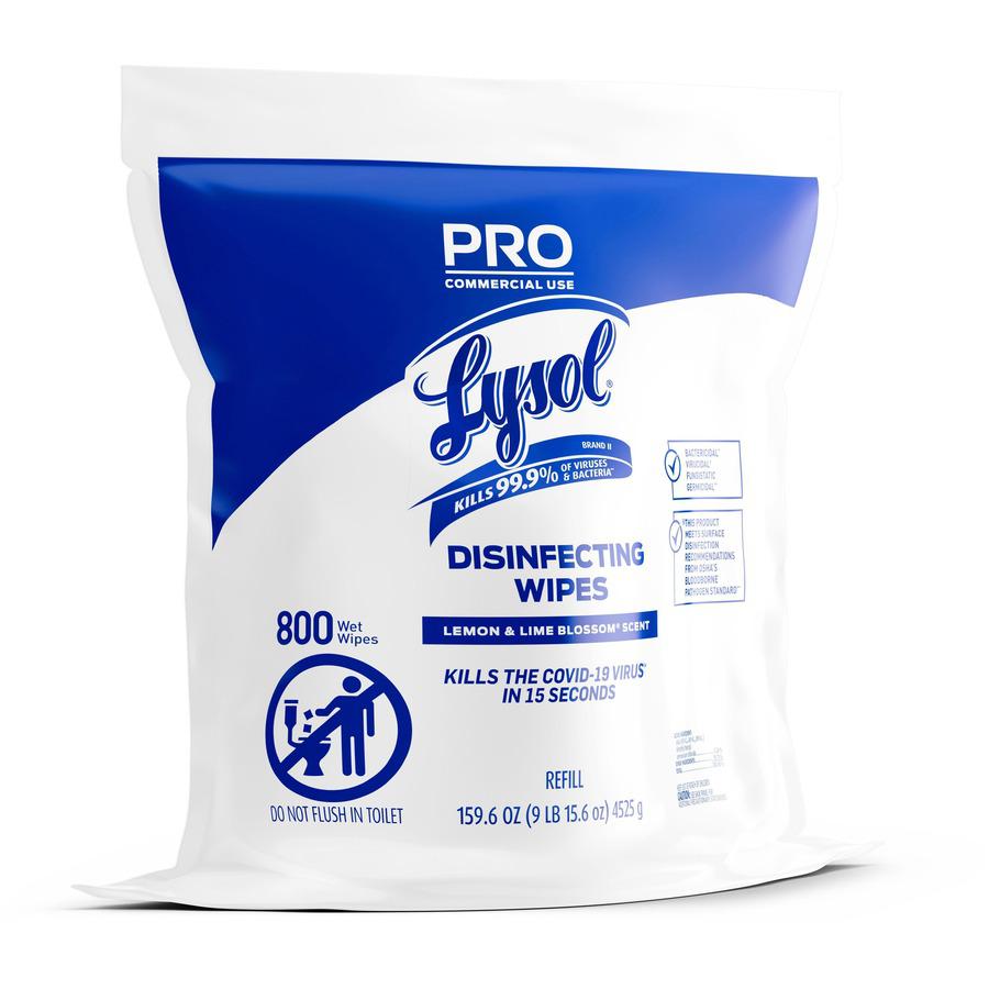 Lysol Professional Disinfecting Wipes Bucket Refill - Ready-To-Use Wipe - Lemon & Lime Blossom Scent - 800 / Each - White. Picture 3