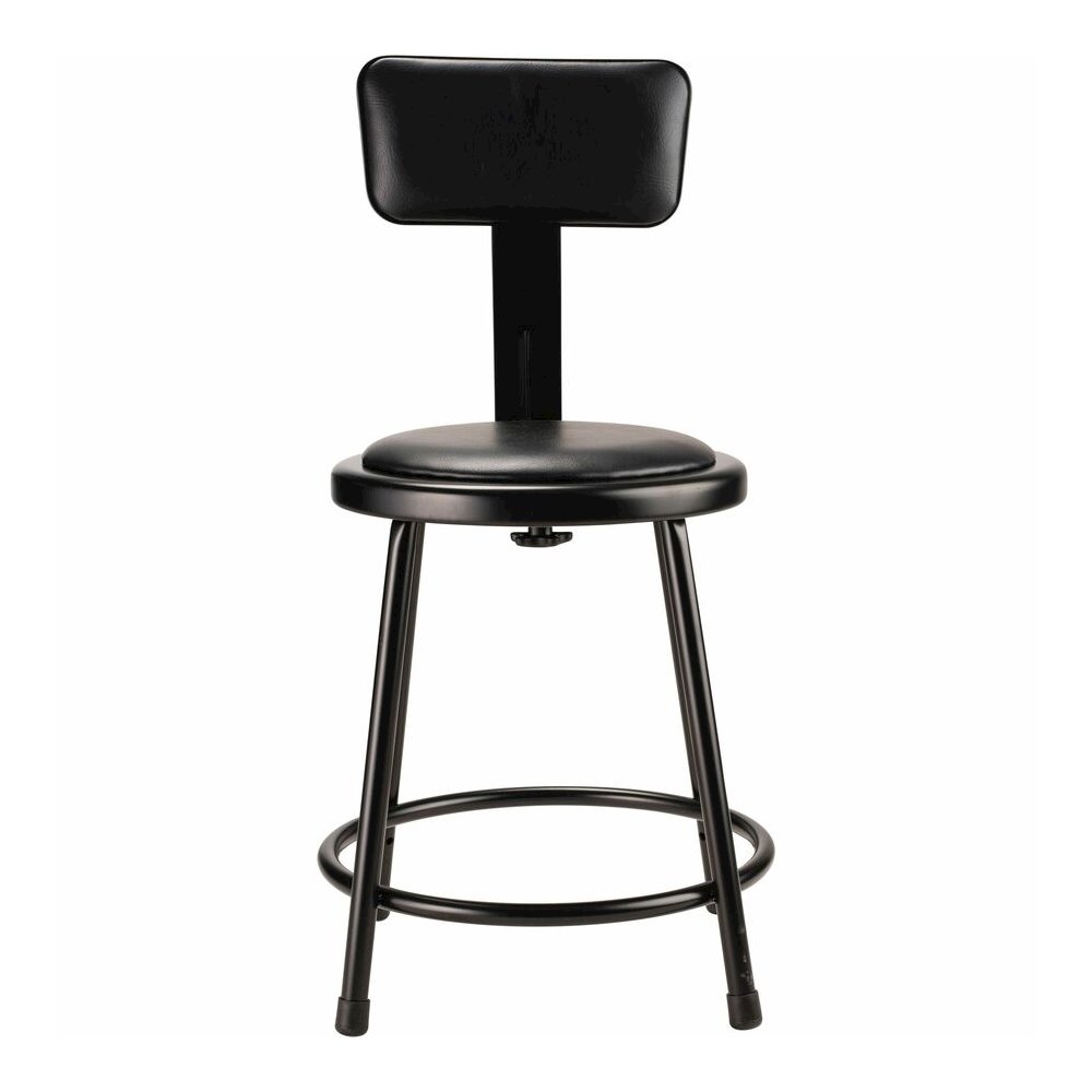 National Public Seating 6400 Series Heavy-Duty Padded Stools - Black Seat Color - Vinyl, Medium Density Fiber (MDF) Seat Material - Black Frame Color - Steel Frame Material - Four-legged Base - Black . Picture 2