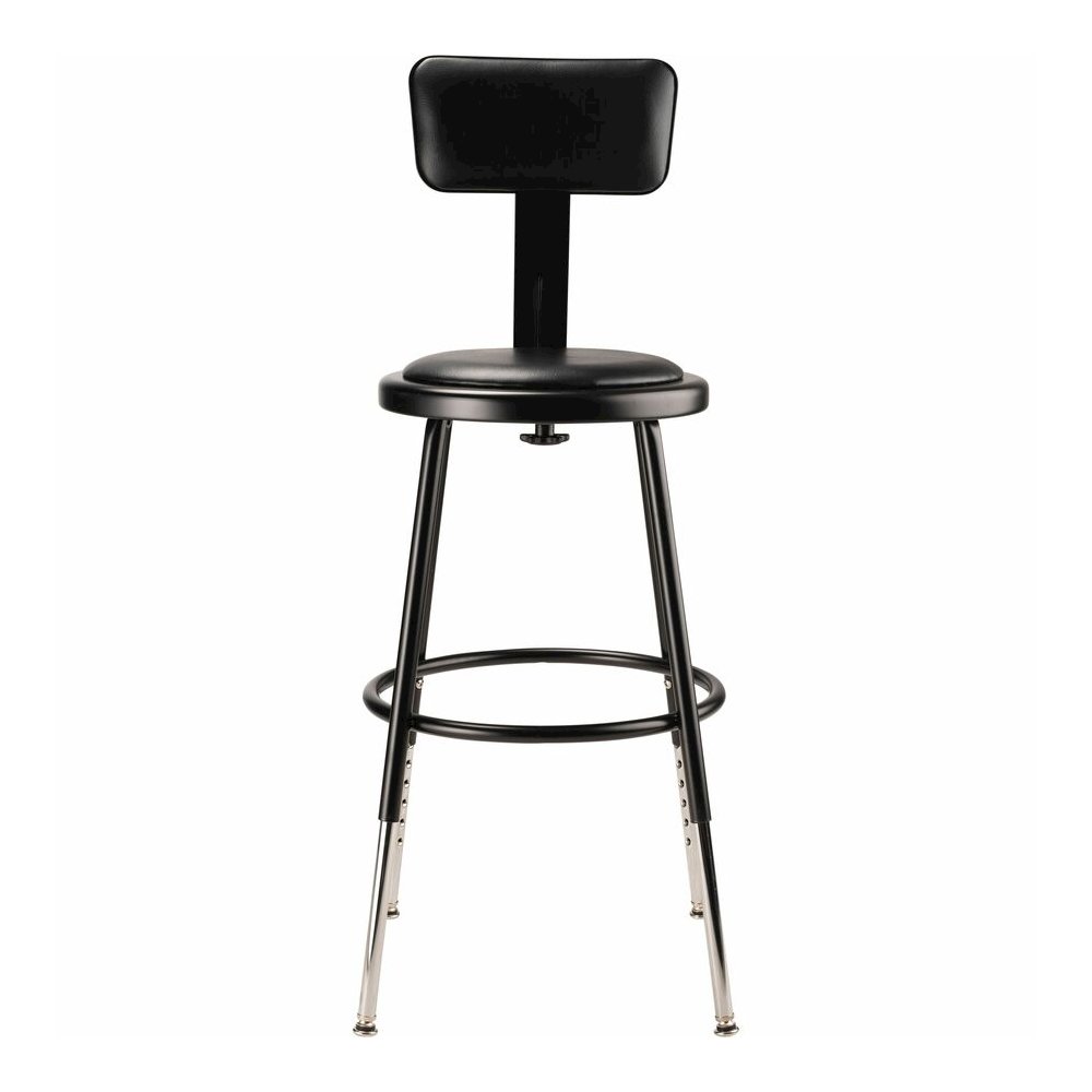 National Public Seating 6400 Series Heavy-Duty Padded Stools - Black Seat Color - Vinyl, Medium Density Fiber (MDF) Seat Material - Black Frame Color - Steel Frame Material - Four-legged Base - Black . Picture 4
