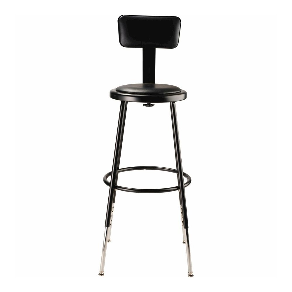 National Public Seating 6400 Series Heavy-Duty Padded Stools - Black Seat Color - Vinyl, Medium Density Fiber (MDF) Seat Material - Black Frame Color - Steel Frame Material - Four-legged Base - Black . Picture 2