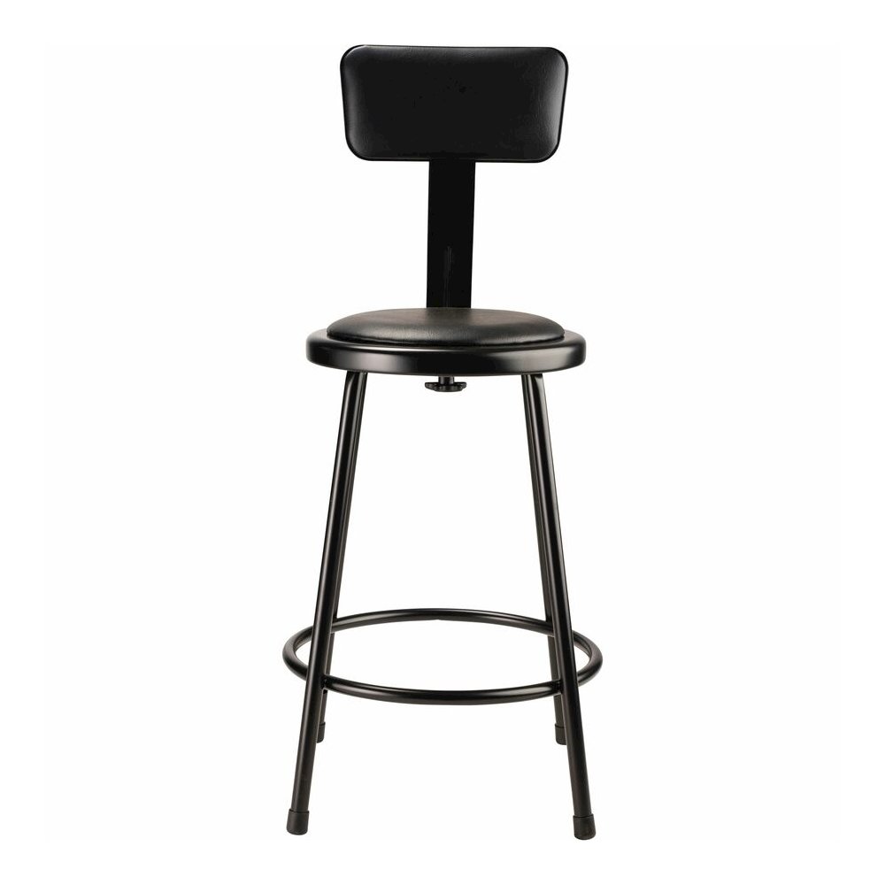 National Public Seating 6400 Series Heavy-Duty Padded Stools - Black Seat Color - Vinyl, Medium Density Fiber (MDF) Seat Material - Black Frame Color - Steel Frame Material - Four-legged Base - Black . Picture 4