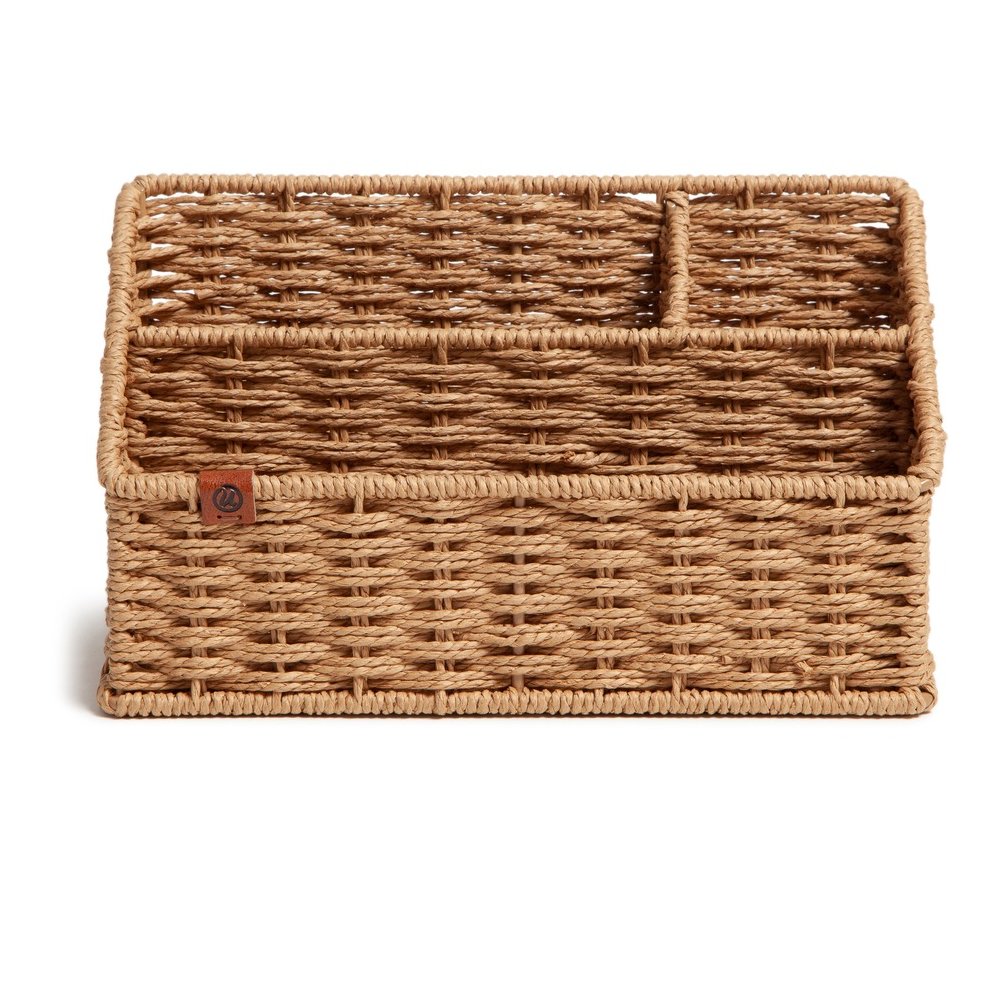 U Brands Woven All-in-1 Desk Organizer - 3 Compartment(s) - 5.70" Height x 10.20" Width x 4.90" Depth - Sturdy - Brown - 1 Each. Picture 3
