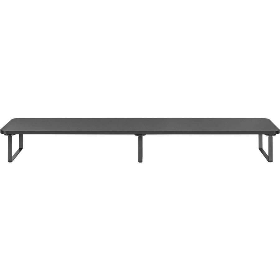 Lorell Quick-Install Monitor Laptop Riser - 4.80" Height x 39.40" Width x 10.20" Depth - Powder Coated - Steel, Particleboard, Silicone - Black. Picture 4