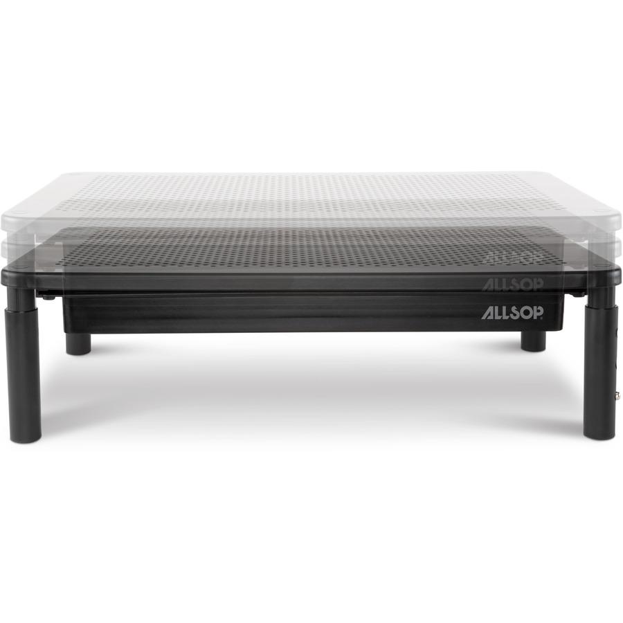 Allsop Metal Art Tri-Level Monitor Stand - Up to 27" Screen Support - 30 lb Load Capacity - Powder Coated - Metal - Black. Picture 4