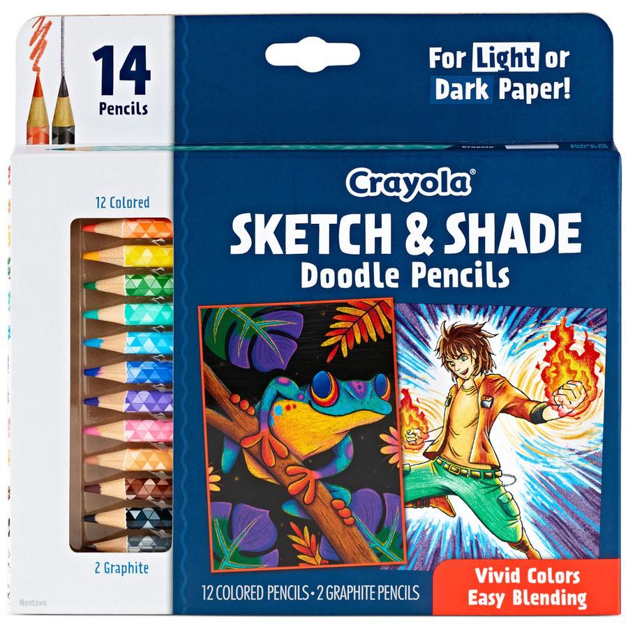 Crayola Sketch & Shade Doodle Pencils - Graphite Lead - 2H, HB - Multicolor Barrel - 14 / Pack. Picture 3