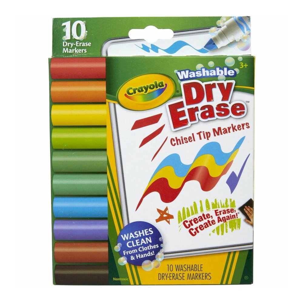 Crayola Washable Dura-Wedge Tip Dry-Erase Markers - Erasable - Washable - 10 / Pack. Picture 3