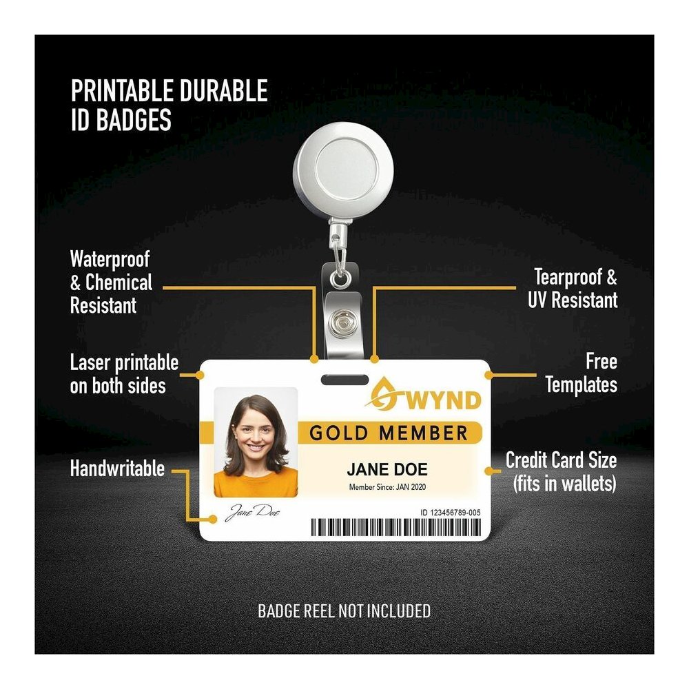 Avery&reg; Name Badge - Print/Message - "Landscape - 2.1" Width x 3.4" Height - Rectangular Shape - Double Sided - Durable, Hand Writable, Printable, Water Resistant, Chemical Resistant, Abrasion Resi. Picture 3