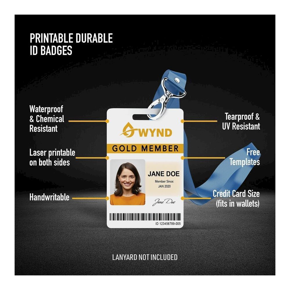 Avery&reg; Name Badge - Print/Message - "Vertical, Portrait - 2.1" Width x 3.4" Height - Rectangular Shape - Double Sided - Durable, Hand Writable, Printable, Water Resistant, Chemical Resistant, Abra. Picture 2