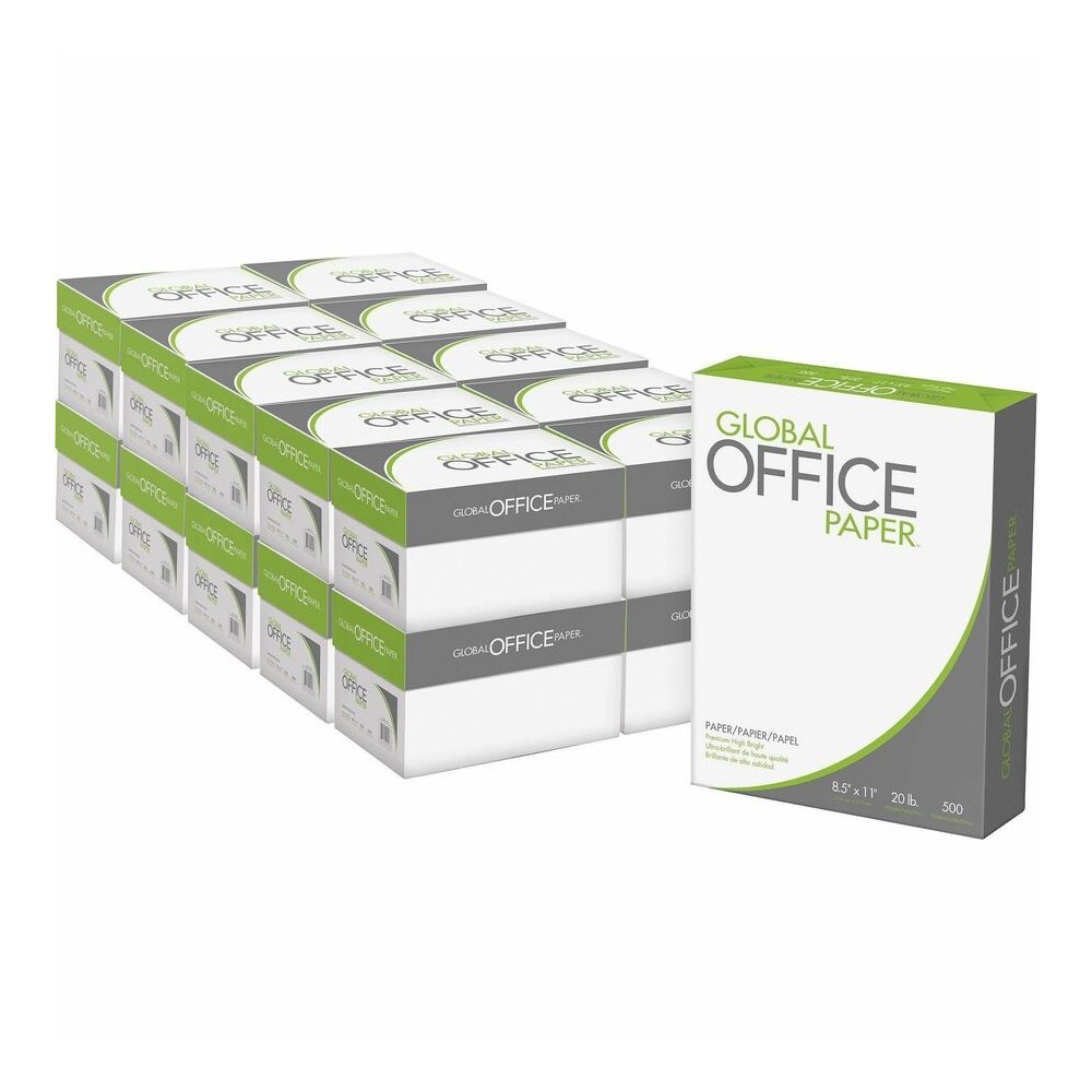 Global Office Premium Multipurpose Paper - White - 96 Brightness - Letter - 8 1/2" x 11" - 20 lb Basis Weight - White - 500 Sheets per Ream - 40 / Pallet. Picture 3