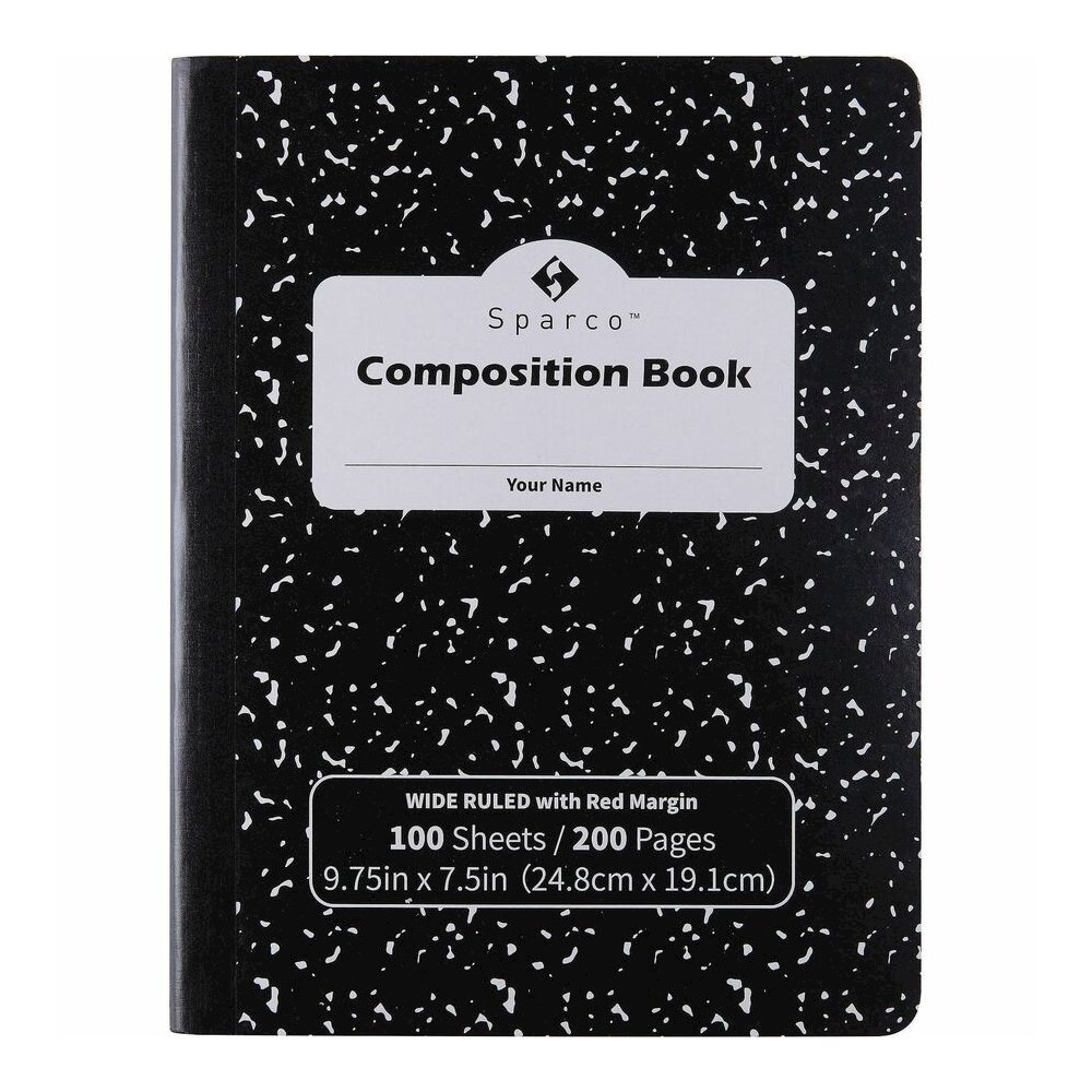 Sparco Composition Notebook - 100 Sheets - Letter - Black Cover - 12 / Pack. Picture 2