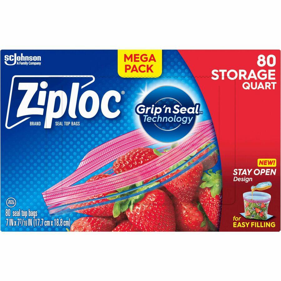Ziploc&reg; Stand-Up Storage Bags - Blue - Kitchen - 80/Box - 9 / Carton. Picture 5