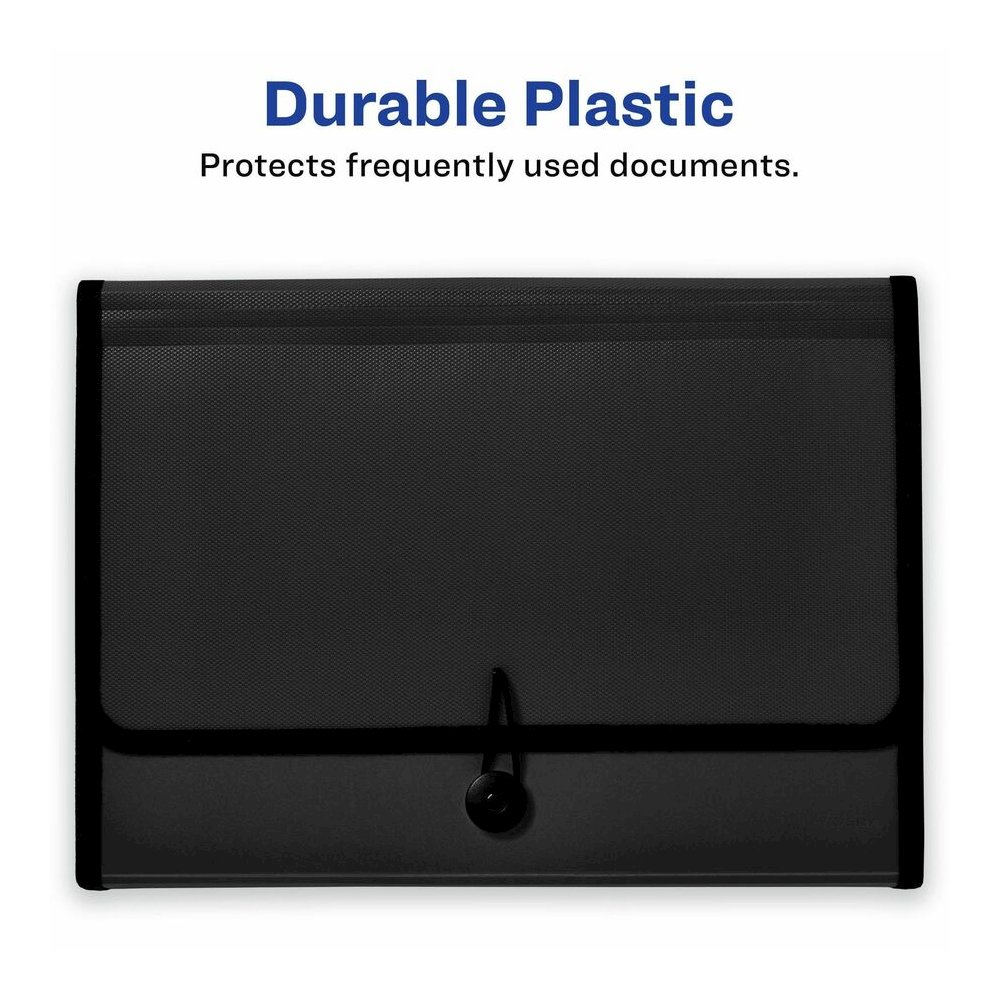 Avery&reg; Letter, A4 Expanding File - 425 Sheets Capacity - 7 Pocket - Polypropylene, Plastic, Fabric - Black - 0% Recycled - 1 Each. Picture 2