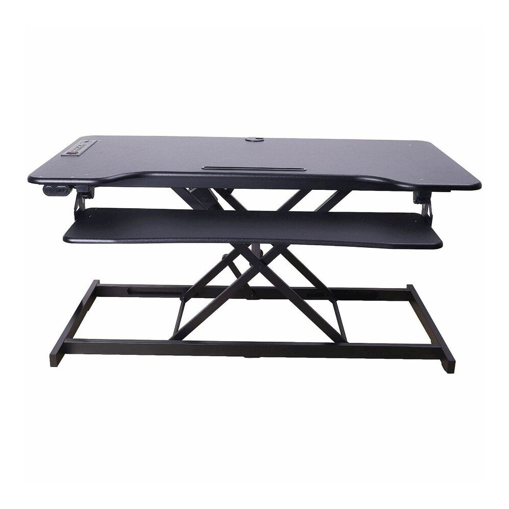 Rocelco Electric Desk Riser - 40 lb Load Capacity - 46" Width - Desk - Black - For Tablet, Smartphone - Lift Mechanism, Electric Lift, Grommet, Keyboard Tray, Built-in USB Port, Electrical Outlet. Picture 2