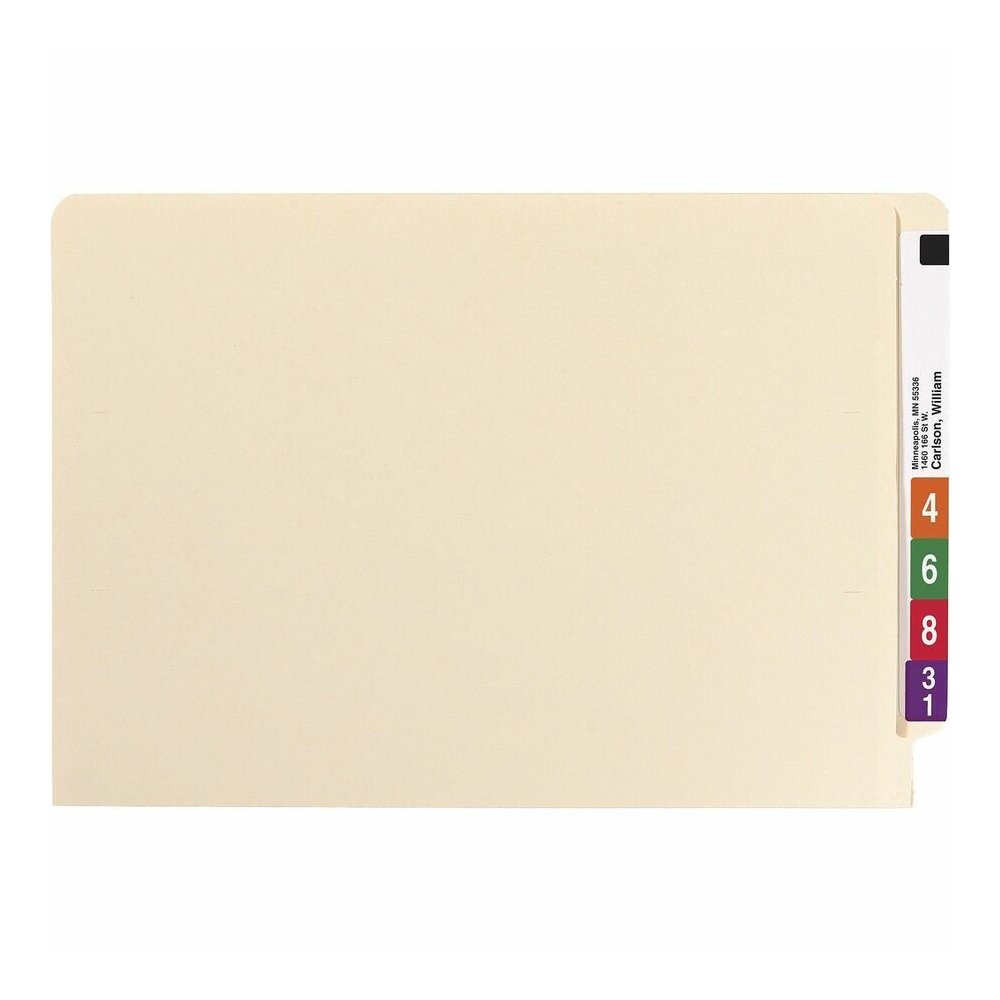 Smead Straight Tab Cut Legal Recycled Fastener Folder - 8 1/2" x 14" - 3/4" Expansion - 2 x 2B Fastener - 2" for Folder - End Tab Location - 11 pt. - 2 Plys - Manila - Embossed - 10% Recycled - 50 / B. Picture 2