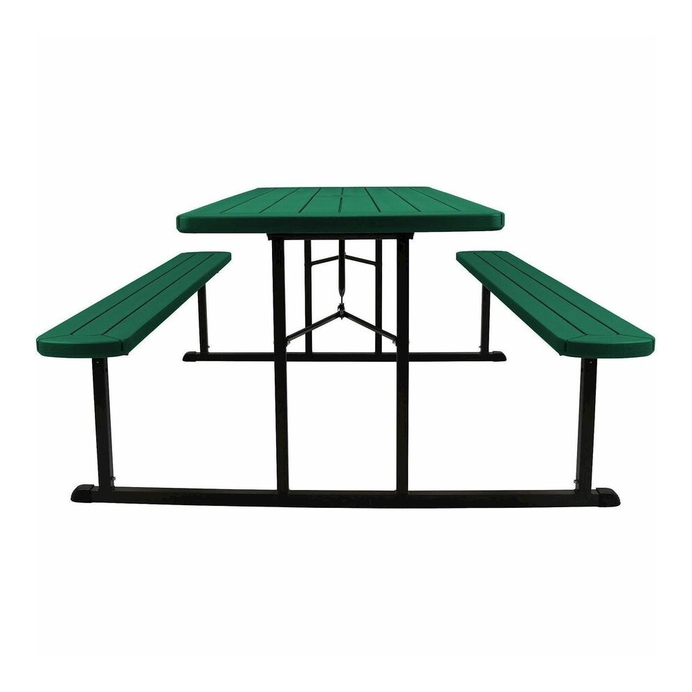 National Public Seating Folding Picnic Tables - Green, Textured, Wood Grain Top - 8 Seating Capacity - 1800 lb Capacity x 32" Table Top Depth x 1.60" Table Top Thickness - 29.50" Height x 72" Width x . Picture 2