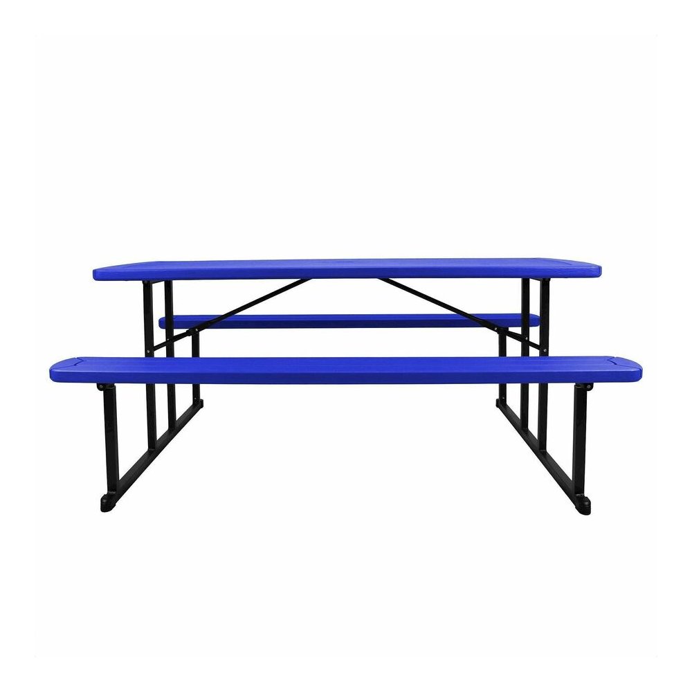 National Public Seating Folding Picnic Tables - Blue, Textured, Wood Grain Top - 8 Seating Capacity - 1800 lb Capacity x 32" Table Top Depth x 1.60" Table Top Thickness - 29.50" Height x 72" Width x 5. Picture 2