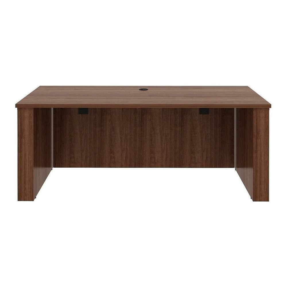 Lorell Essentials 72" Sit-to-Stand Desk Shell - 49" Height x 72" Width x 29" Depth, 1" Thickness Top - Finish: Walnut, Laminate - Walnut, Laminate Table Top - Laminated, Cam Lock, Durable, Grommet, Co. Picture 4