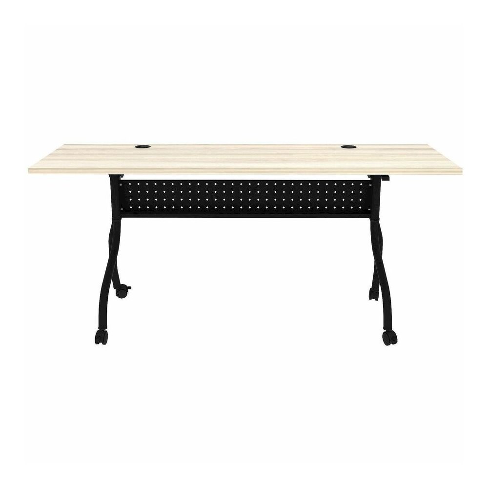Lorell Modern Elm/Black Flip-Up Training Tables - Melamine Top - Black Four Leg Base - 4 Legs - 72" Table Top Width x 23.60" Table Top Depth - 29.50" Height - Training - Assembly Required - Modern Elm. Picture 4