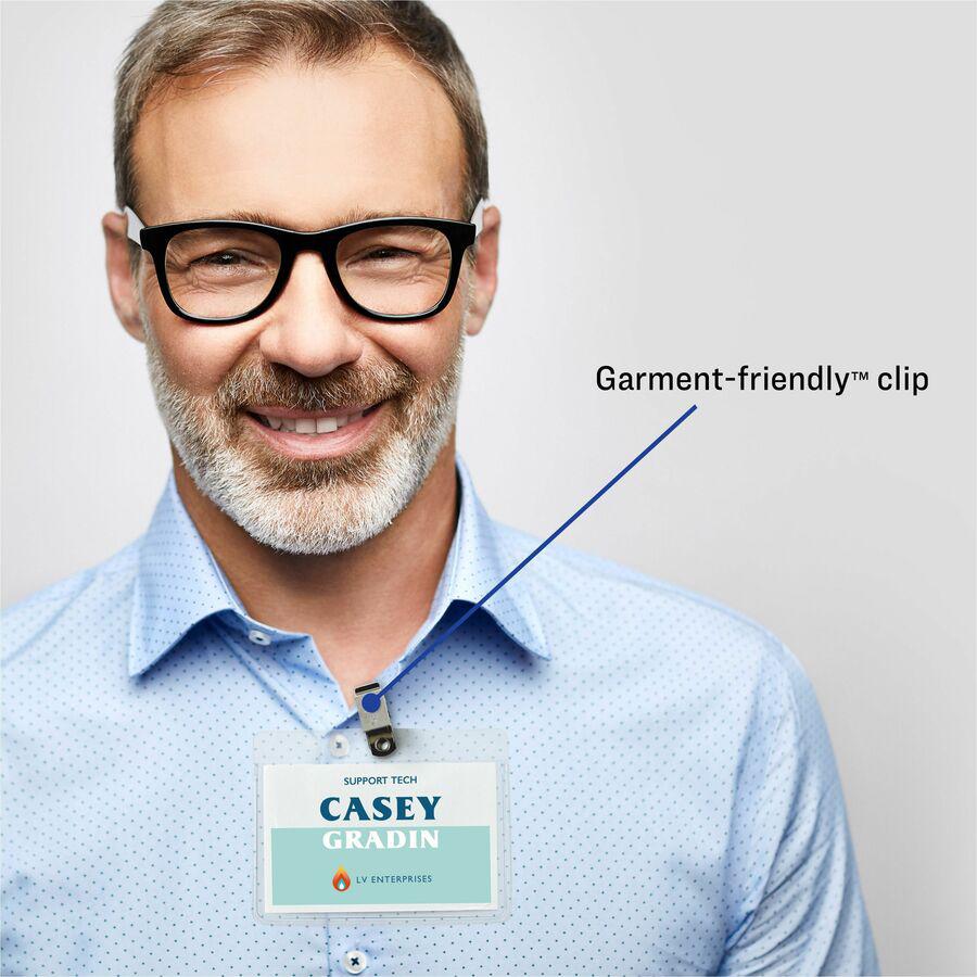 Avery&reg; Name Badges with Clips, 2.25" x 3.5" , 100 Badges (74461) - Legal - 8 1/2" x 11" - Durable, Reusable, Printable, Clip, Micro Perforated - White - 13 Sheets - 100 / Box. Picture 4