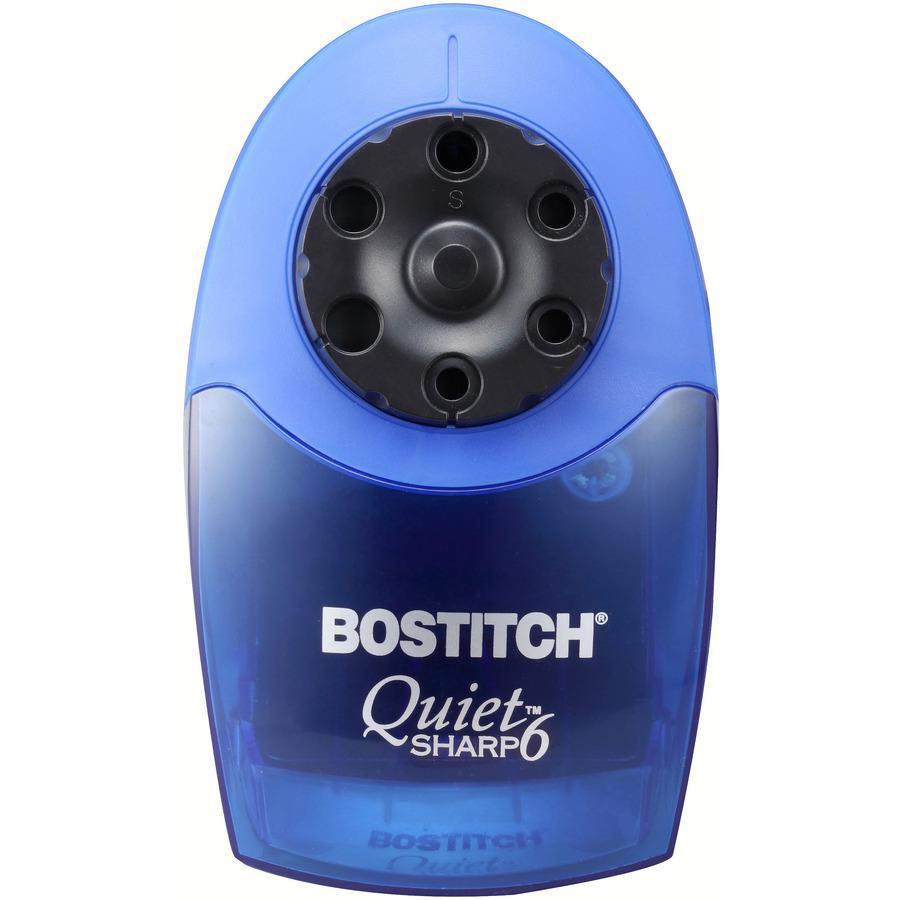 Bostitch QuietSharp 6 Heavy Duty Classroom Electric Pencil Sharpener - Desktop - 6 Hole(s) - 7.5" Height x 5" Width x 9" Depth - Black, Blue - 1 Each. Picture 4