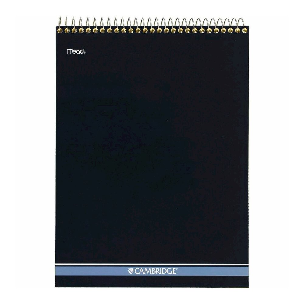 Mead Premium Wirebound Legal Pads - 70 Sheets - Spiral - 20 lb Basis Weight - 8 1/2" x 11 3/4" Sheet Size - Canary Paper - Navy Board Cover - Heavyweight, Micro Perforated, Spiral Lock, Stiff-back - 1. Picture 2