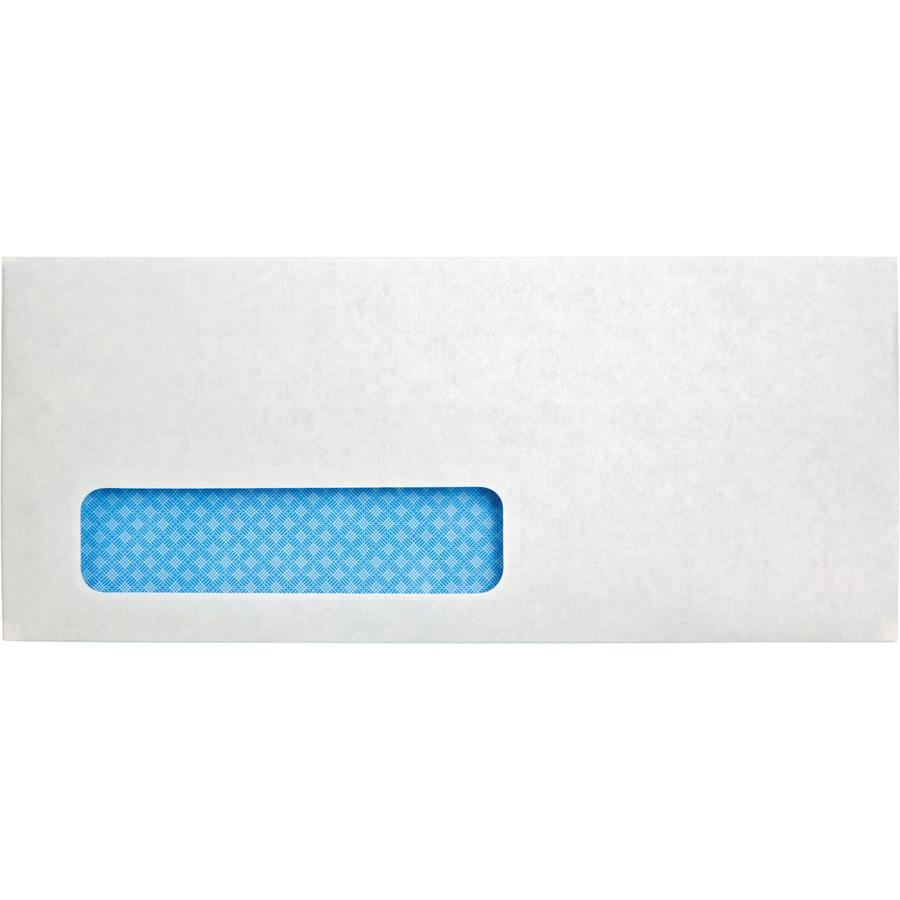Quality Park No. 10 Single Window Security Tinted Business Envelopes with a Self-Seal Closure - Single Window - #10 - 4 1/8" Width x 9 1/2" Length - 24 lb - Self-sealing - White - Wove - 500 / Box. Picture 2