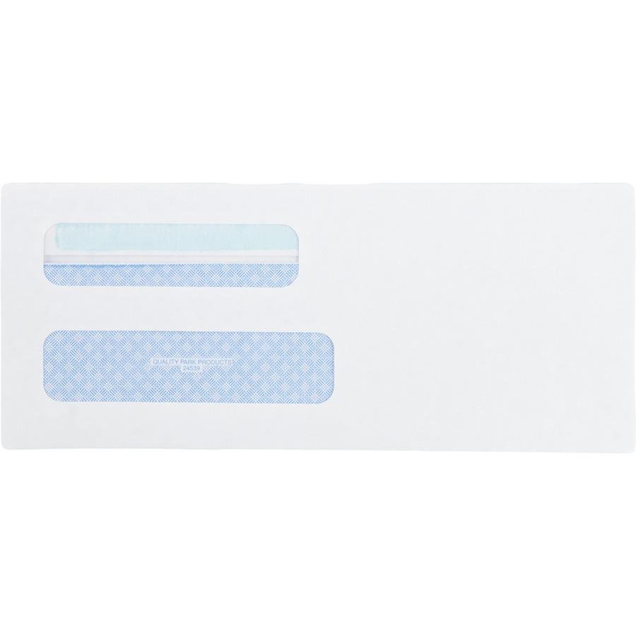 Quality Park No. 8-5/8 Double Window Security Tint Envelopes with Redi-Seal&reg; Self-Seal - Double Window - #8 5/8 - 3 5/8" Width x 8 5/8" Length - 24 lb - Self-sealing - White - Wove - 500 / Box. Picture 6
