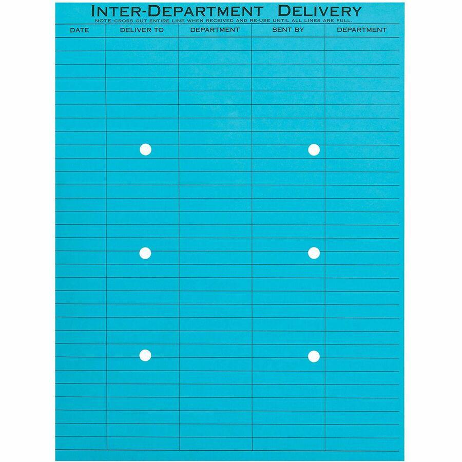Quality Park 10 x 13 Inter-Departmental Envelopes - Inter-department - 10" Width x 13" Length - 28 lb - String/Button - Blue - 100 / Box. Picture 3