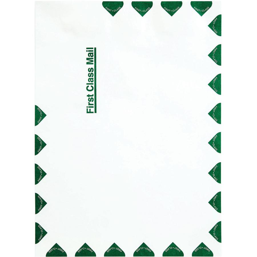 Survivor&reg; 9 x 12 DuPont Tyvek First Class Border Mailers with Self-Seal Closure - First Class Mail - #10 1/2 - 9" Width x 12" Length - 14 lb - Peel & Seal - White - Tyvek - 100 / Box. Picture 5