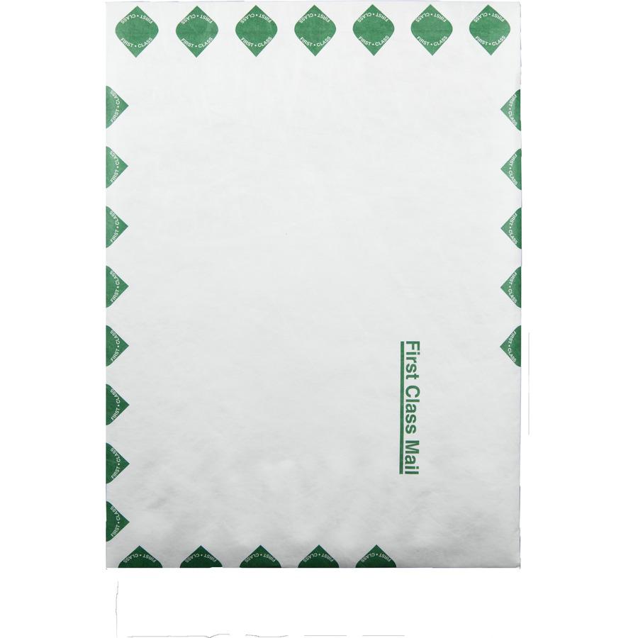 Survivor&reg; 10 x 13 x 1-1/2 DuPont Tyvek Expansion First Class Border Mailers - First Class Mail - 10" Width x 13" Length - 1 1/2" Gusset - 18 lb - Peel & Seal - White - Tyvek - 100 / Carton. Picture 3