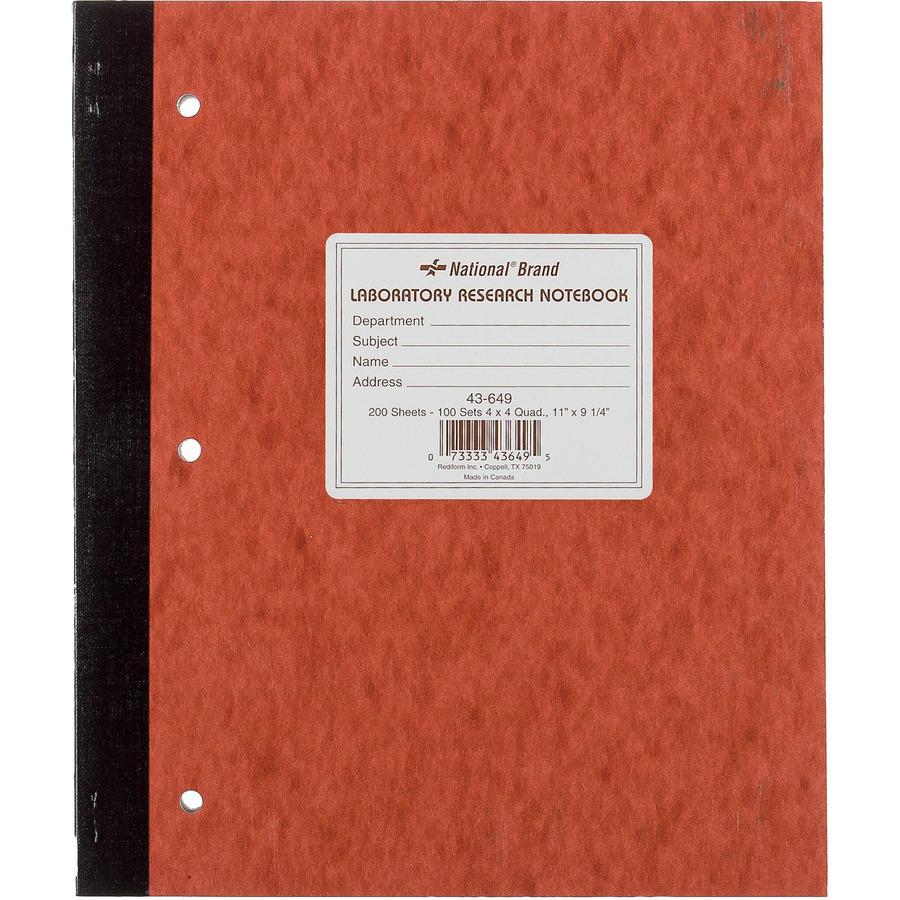 Rediform Laboratory Research Notebook - 200 Sheets - Sewn - 9 1/4" x 11" Sheet Size - Brown Paper - Brown Pressboard Cover - Micro Perforated, Numbered, Perforated, Punched - 1 Each. Picture 6