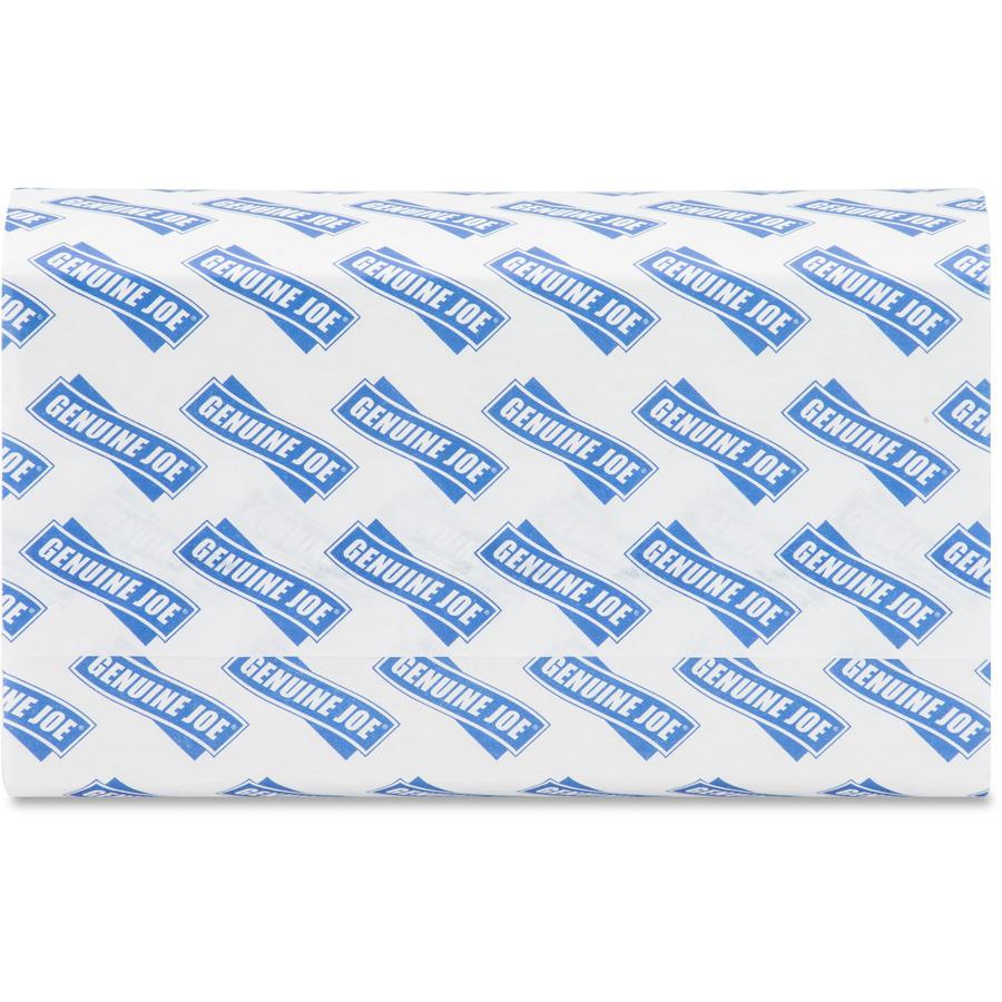 Genuine Joe Paper Towel Multi fold 250 sheets White - 1 Ply - Multifold - 9.20" Width x 9.40" Length - embossed design - White - Paper, Fiber - 250 Sheets/Pack - 16 / Carton. Picture 4