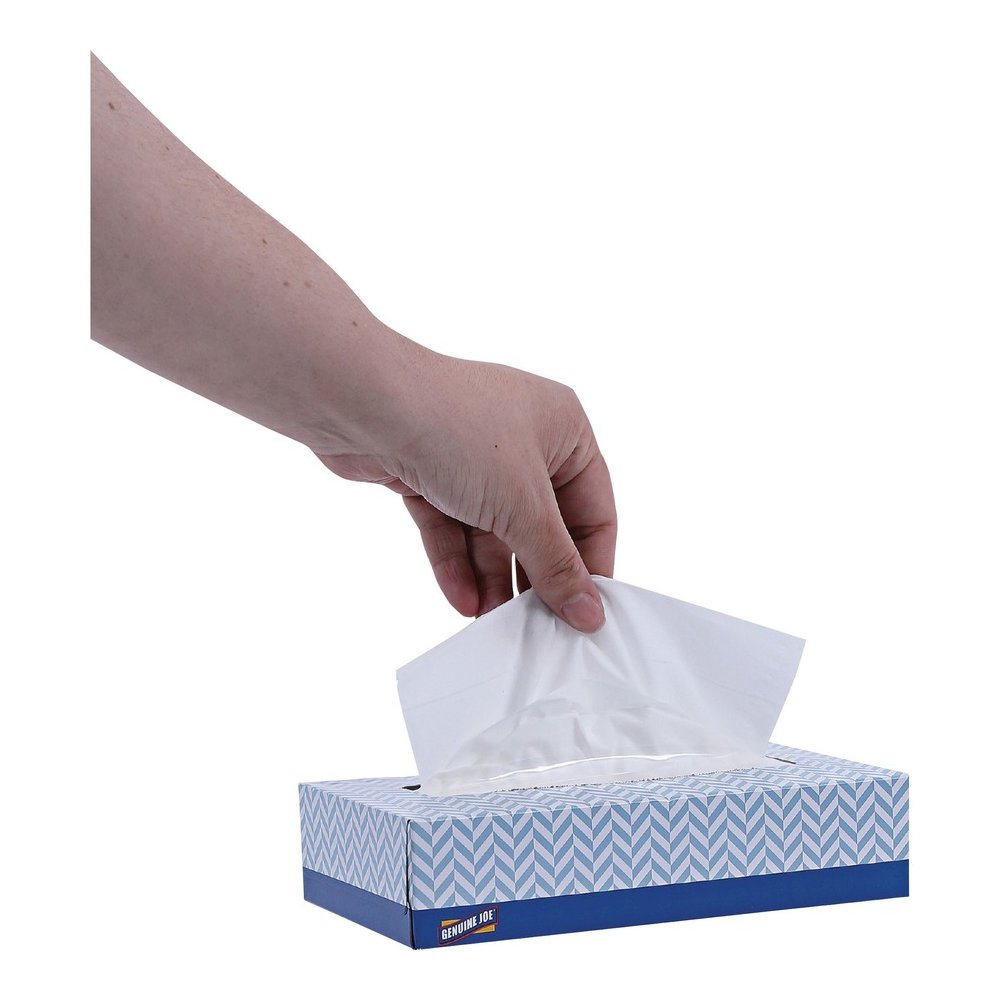 Genuine Joe Facial Tissue - 2 Ply - WhiteBox - 100/Box - 30 / Carton. Picture 2