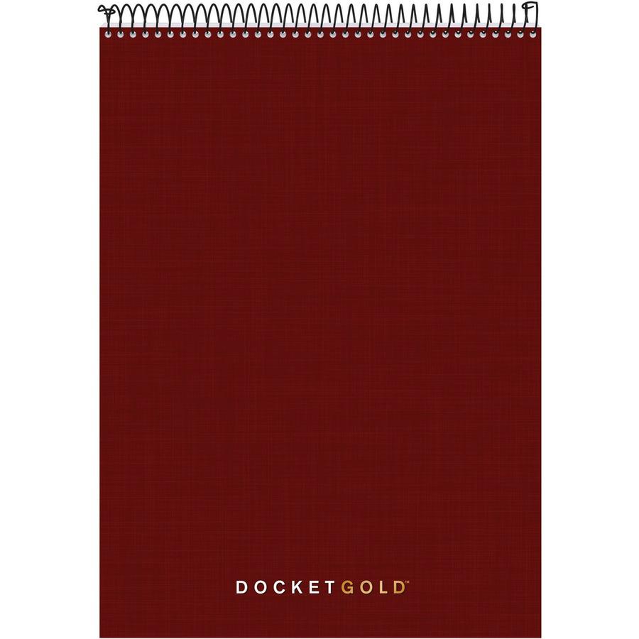 TOPS Docket Heavyweight Wirebound Planner - 70 Sheets - Wire Bound - 20 lb Basis Weight - 8 1/2" x 11 3/4" - White Paper - BurgundyChipboard Cover - Perforated, Repositionable, Heavyweight, Hard Cover. Picture 2