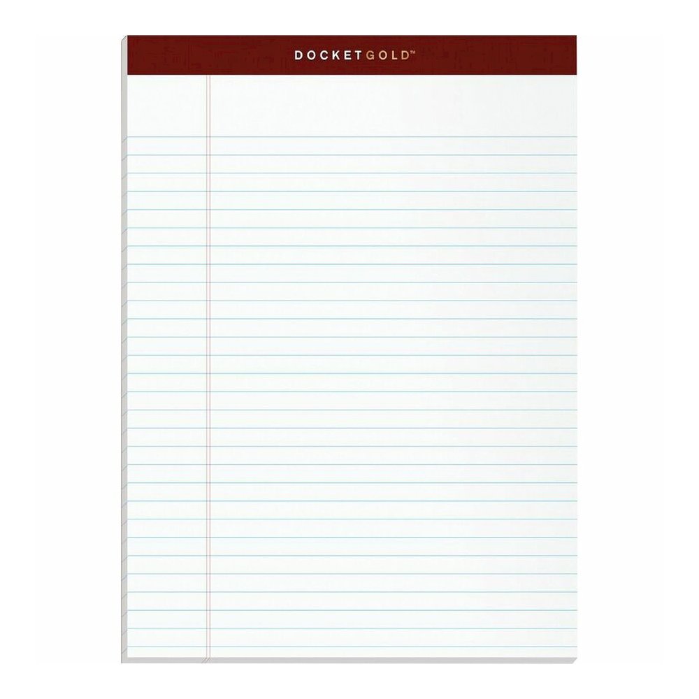 TOPS Docket Gold Legal Ruled White Legal Pads - 50 Sheets - Double Stitched - 0.34" Ruled - 20 lb Basis Weight - 8 1/2" x 11 3/4" Sheet Size - White Paper - Burgundy Binding - Perforated, Hard Cover, . Picture 3