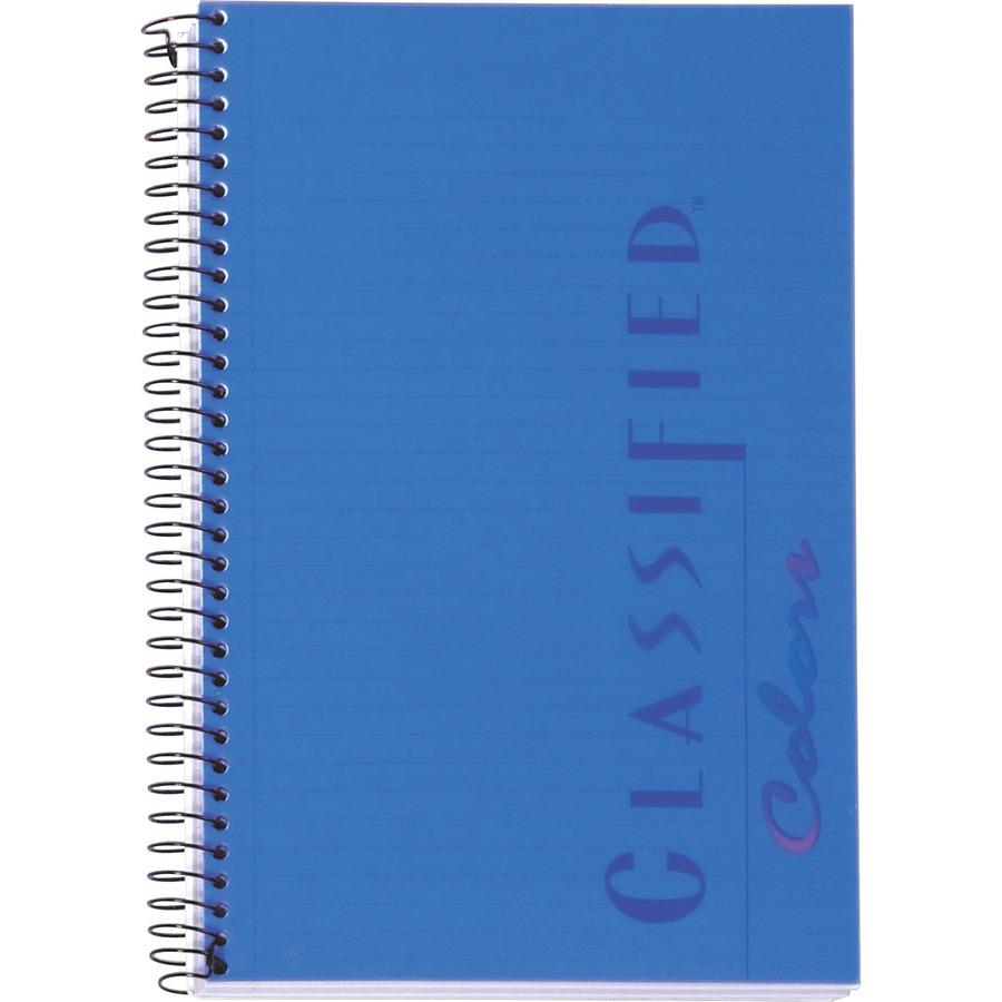 TOPS Classified Business Notebooks - 100 Sheets - 20 lb Basis Weight - 5 1/2" x 8 1/2" - Indigo Paper - IndigoPlastic Cover - Heavyweight, Perforated, Hard Cover - 1 Each. Picture 3