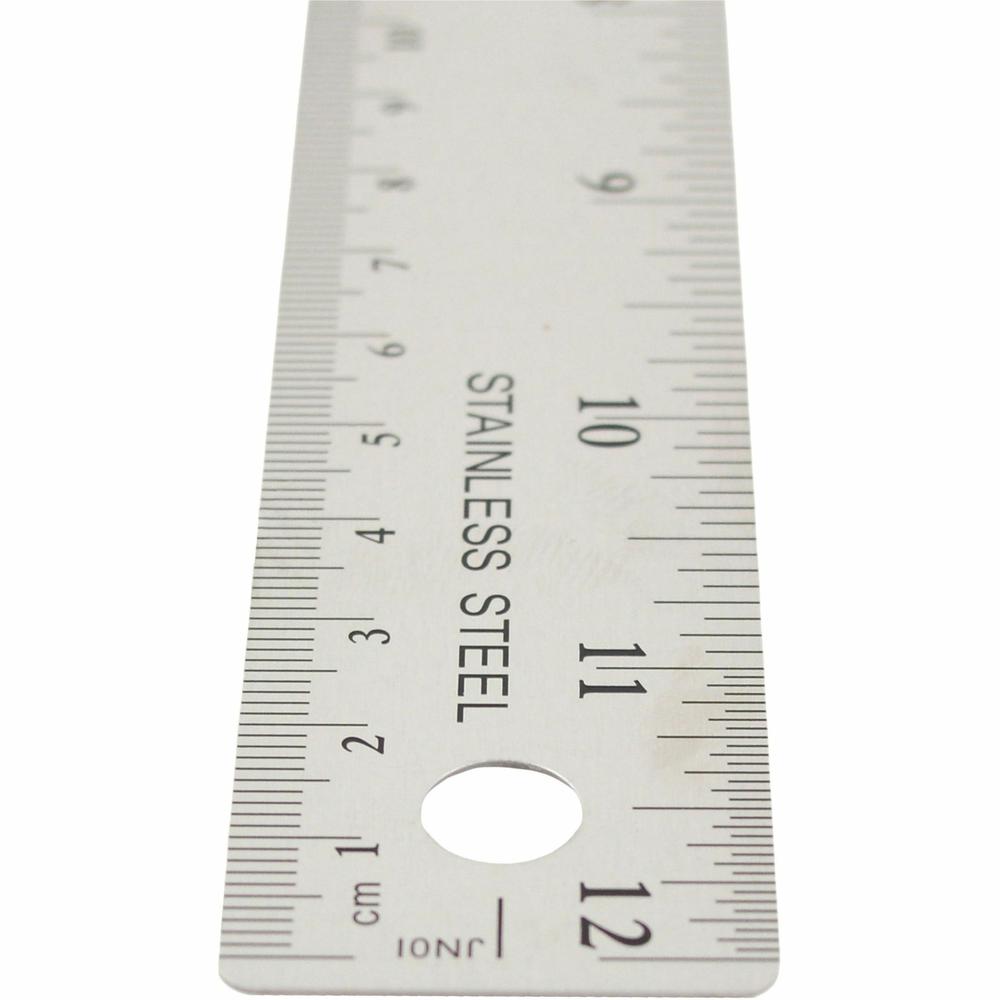 Westcott Stainless Steel Rulers - 12" Length x 1" Width - 1/16, 1/32 Graduations - Metric, Imperial Measuring System - Stainless Steel - Stainless Steel - 1 Each. Picture 3