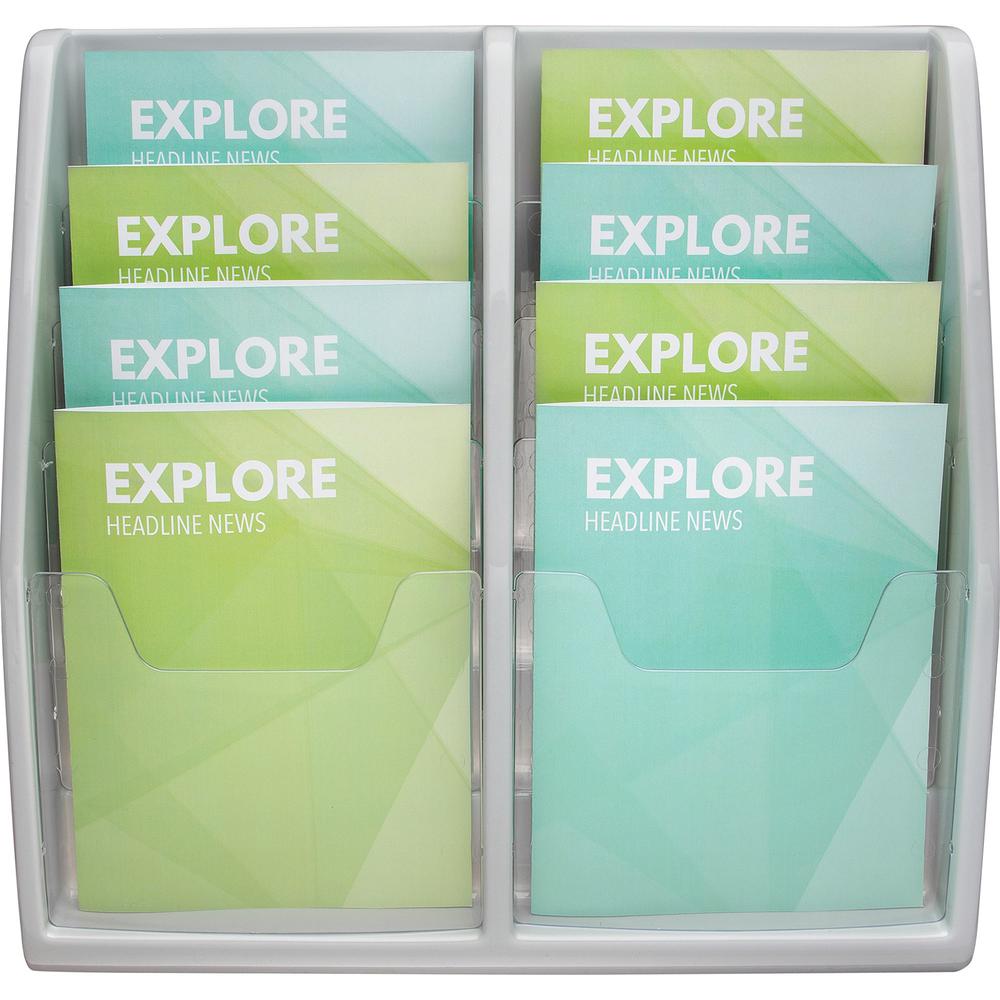 Deflecto Multi-Compartment Literature Display - 8 Pocket(s) - 19.8" Height x 20.3" Width x 5" DepthDesktop - Durable, Lightweight - Gray - Plastic - 1 Each. Picture 2