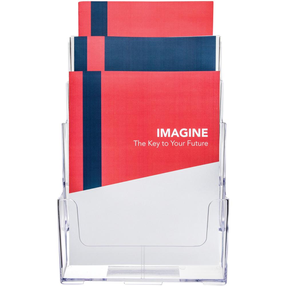 Deflecto Multi-Compartment DocuHolder - 3 Compartment(s) - 3 Tier(s) - 12.6" Height x 9.5" Width x 6.3" DepthDesktop - Magazine Size - Clear - Plastic - 1 Each. Picture 7