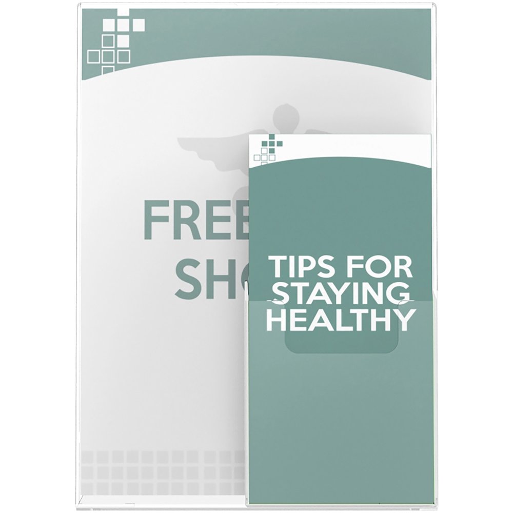 Deflecto 4" Pocket Slanted Plastic Sign Holder - 11" Width x 8.5" Height - Rectangular Shape - Plastic - Clear - 1 Each. Picture 3