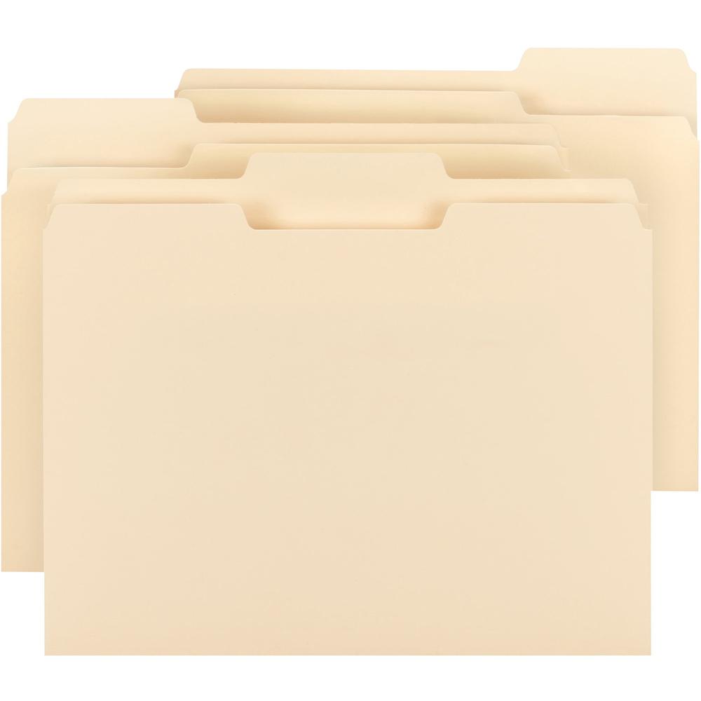 Smead 1/3 Tab Cut Letter Recycled Top Tab File Folder - 8 1/2" x 11" - 3/4" Expansion - Top Tab Location - Assorted Position Tab Position - Manila - 10% Recycled - 100 / Box. Picture 5