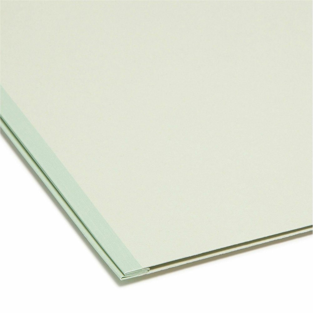 Smead 1/3 Tab Cut Letter Recycled Top Tab File Folder - 8 1/2" x 11" - 2" Expansion - Top Tab Location - Assorted Tab Position - 25 pt. - Pressboard - Gray/Green - Heavy Duty, Rounded Corner, Wear Res. Picture 3
