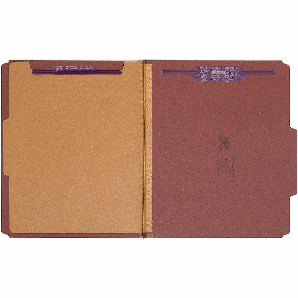 Smead SafeSHIELD 2/5 Tab Cut Letter Recycled Classification Folder - 8 1/2" x 11" - 2" Expansion - 2 x 2S Fastener - Folder - Top Tab Location - Right of Center Tab Position - 1 Divider - 25 pt. - Pre. Picture 5