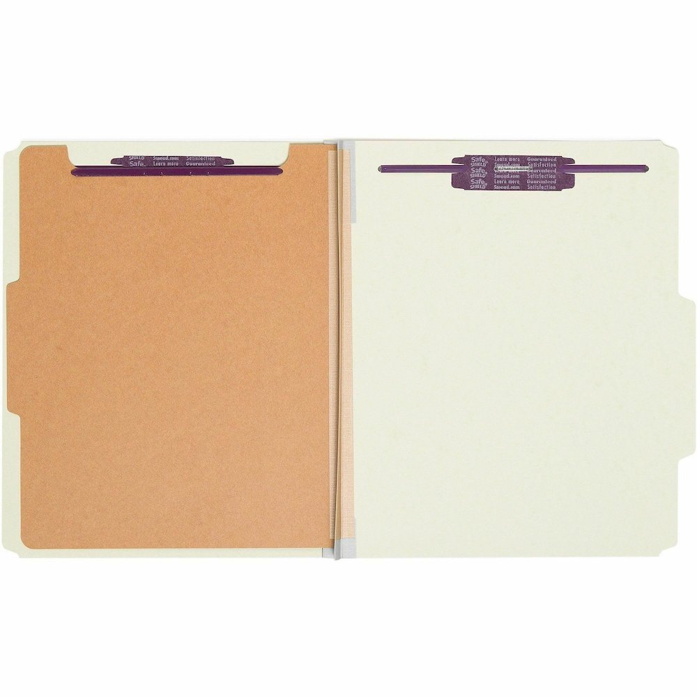 Smead SafeSHIELD 2/5 Tab Cut Letter Recycled Classification Folder - 8 1/2" x 11" - 2" Expansion - 2 x 2S Fastener - Folder - Top Tab Location - Right of Center Tab Position - 1 Divider - 25 pt. - Pre. Picture 5