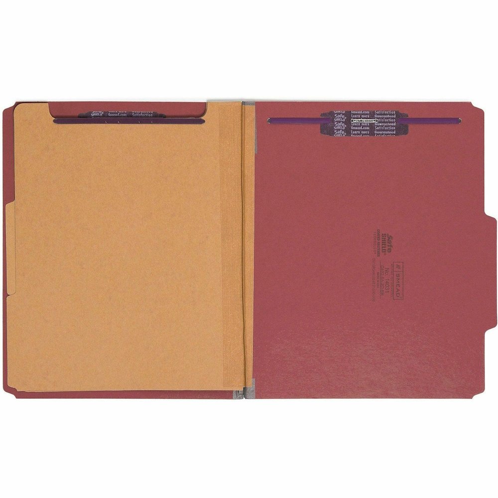Smead SafeSHIELD 2/5 Tab Cut Letter Recycled Classification Folder - 8 1/2" x 11" - 2" Expansion - 2 x 2S Fastener - 2" for Folder - Top Tab Location - Right of Center Tab Position - 2 Divider - 25 pt. Picture 6