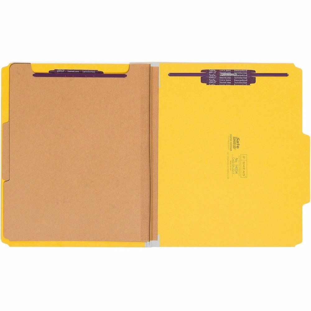 Smead SafeSHIELD 2/5 Tab Cut Letter Recycled Classification Folder - 8 1/2" x 11" - 2" Expansion - 2 x 2S Fastener - 2" for Folder - Top Tab Location - Right of Center Tab Position - 2 Divider - 25 pt. Picture 6